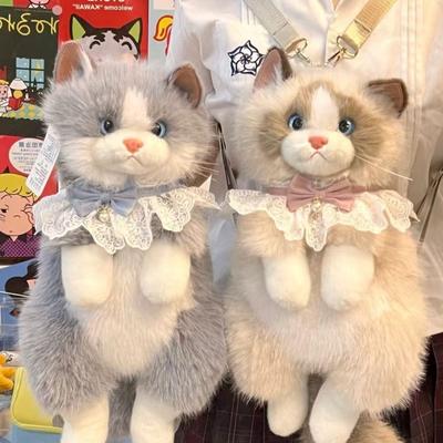 Симуляция Кукла-маппет Рюкзак Кукла-кот Рюкзак Плюшевая кукла Игрушка Дети и Девочки Супер милое Украшение