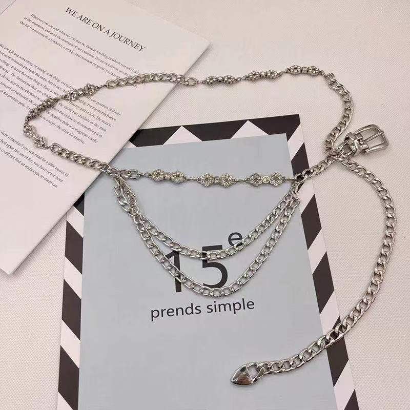 High-end Small Fragrance Style Waist Chain Women's Accessories Skirt New Trendy Metal Rhinestone Fashion Versatile Chain Belt