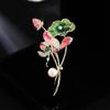 New Plant Flower Handmade Enamel Brooch Niche Premium Delicate Zircon Natural Pearl Lotus Pin