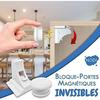 10 Bloque Portes Invisibles + 2 clés + 12 Adhésifs de Rechange + Notice et Vidéo d'Installation - NODI - Sécurité placard et tiroir