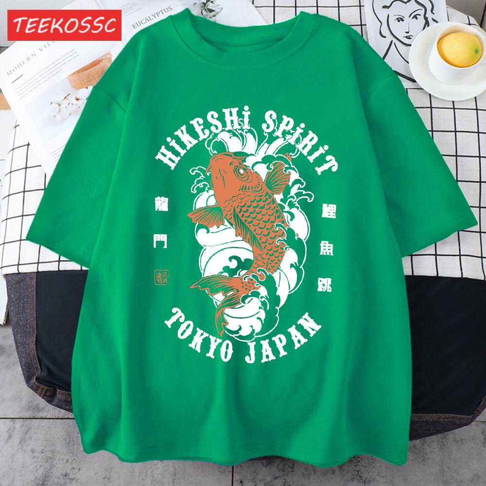 Футболки с принтом Hikeshi Spirit Токио Япония Для Мужчин Хлопок Круглый Вырез Футболка Спортивная Универсальная Верх Летний Мужской Новый Свободный Короткий Рукав