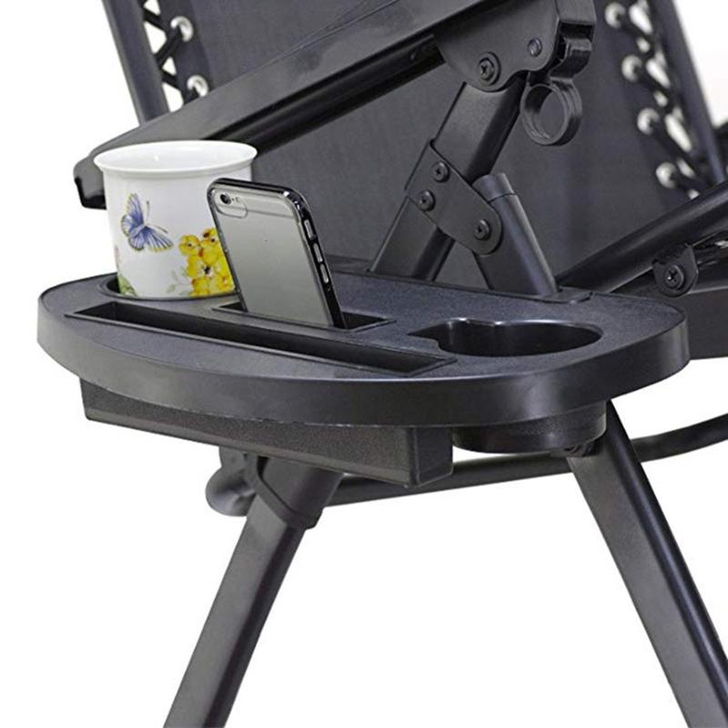 Outdoor Folding Relaxation Chairs Drink Holder Folding Reclining Portable Chairs Tray Clip on Side Table Cup Holder Tray