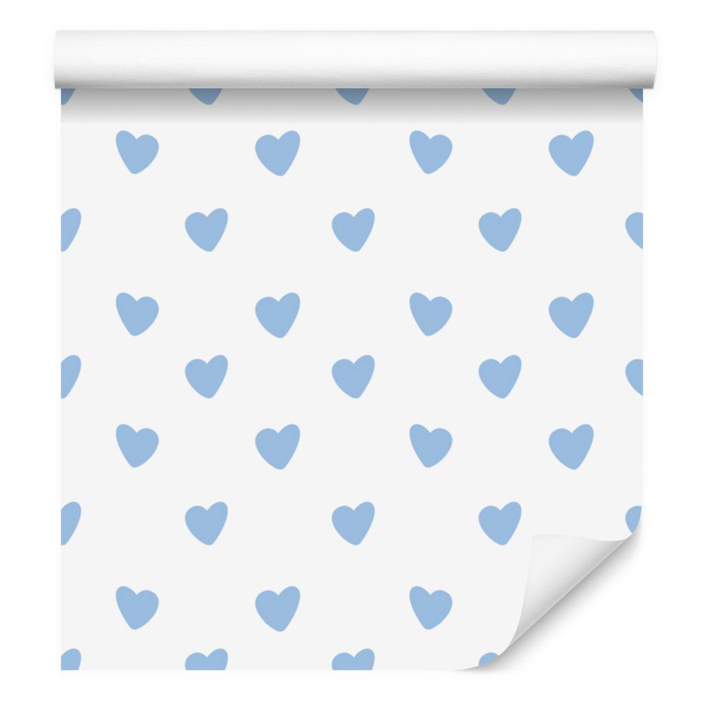 Hearts Wallpaper White and Azure 50x1000