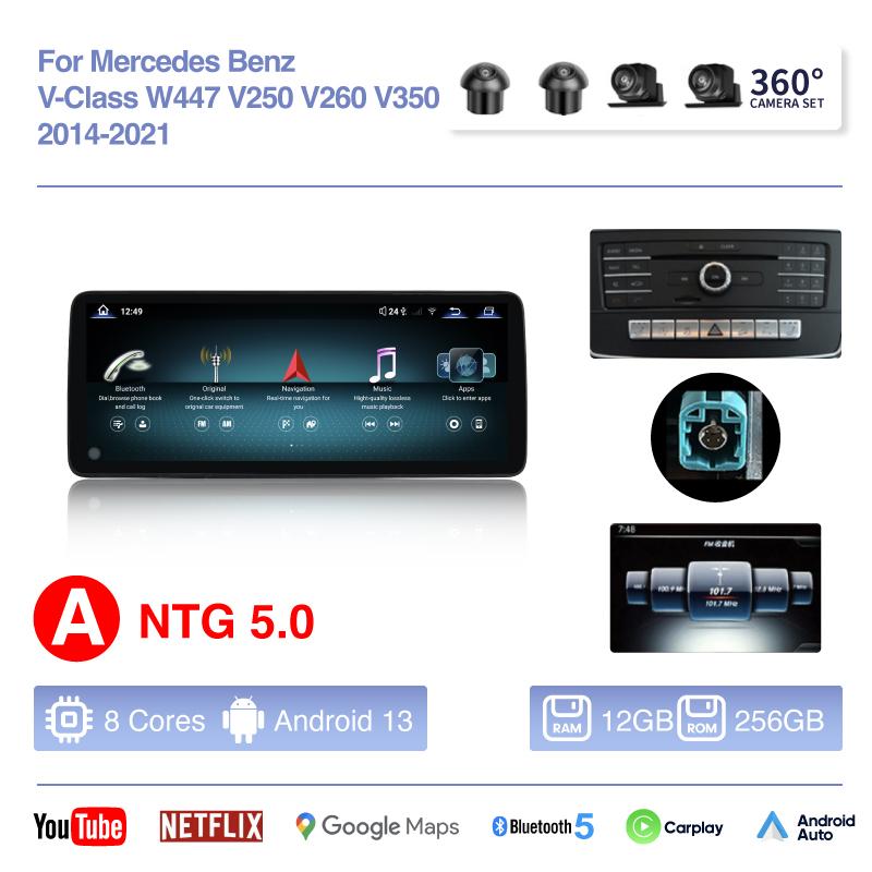 12.8 "Android13 Автомобильный мультимедийный плеер для Mercedes Benz V-Class W447 V250 V260 V350 2014-2025 GPS-навигация Carplay 4G WiFi 360