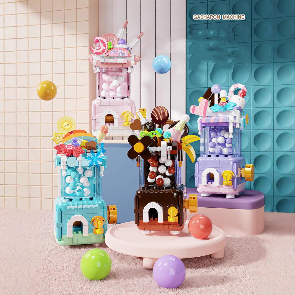 Idea Small Ufo Catcher Micro Diamond Block Grab Machines Building Brick Dessert Snacks Candy Construction Toys For Kids Gift