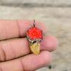 Carved Red Onyx With Citrine Rough Pendant Electroformed Copper Pendant Handmade Jewelry Gemstone Pendant Electroformed Jewelry Gift For Her