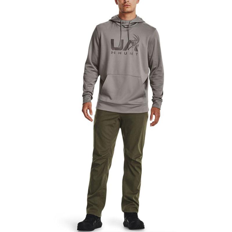Under Armour Толстовка с капюшоном из флиса с принтом букв, спортивная охота, мужская, серая 1375114-294
