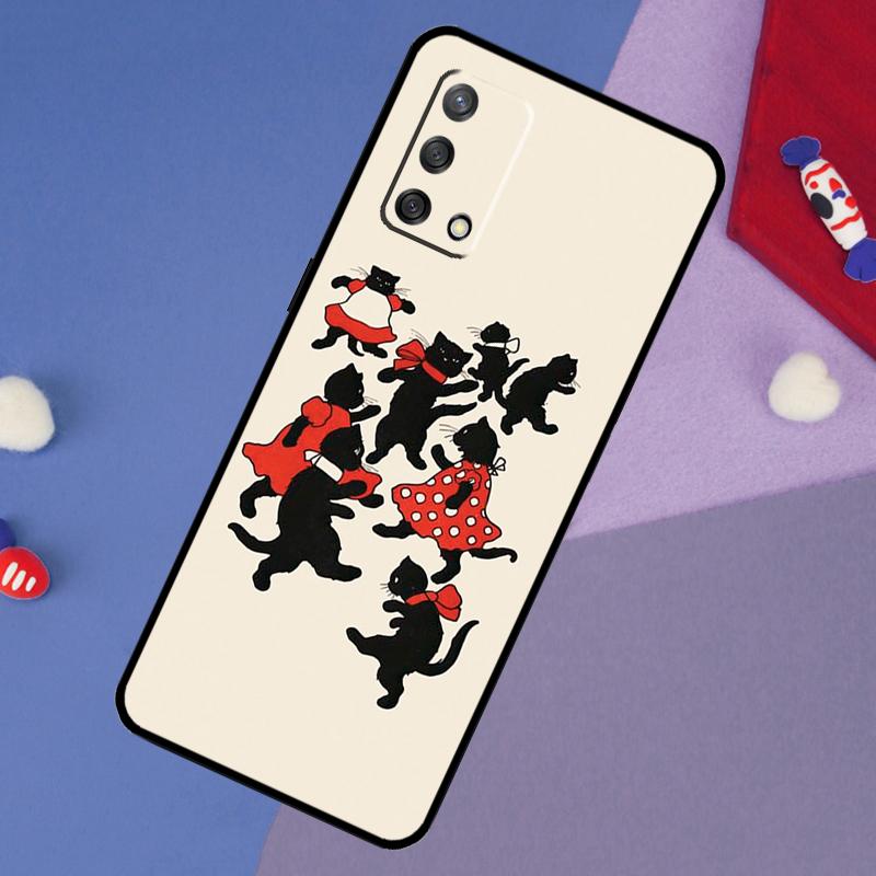 Черный Кошачий Мордочка Китти Чехол Для Oppo A78 A18 A38 A74 A94 A54 A58 A98 A80 A60 A40 A96 A76 A16 A15 A17 A57 A5 A6 Pro