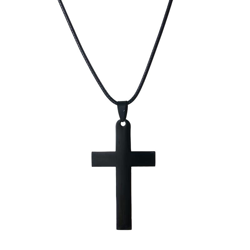 Fashion Stainless Steel Cross Pendant Necklace For Women Men Rope Chain Charm Necklace Cool Boys Girls Punk Hip Hop Jewelry Gift