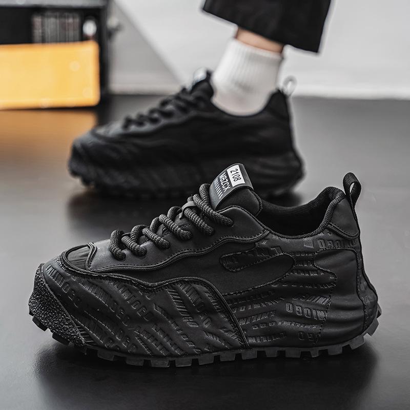 Мужские модные кроссовки в стиле 'Dad Shoes' из тисненой кожи с толстой амортизирующей подошвой на весну 2025 года