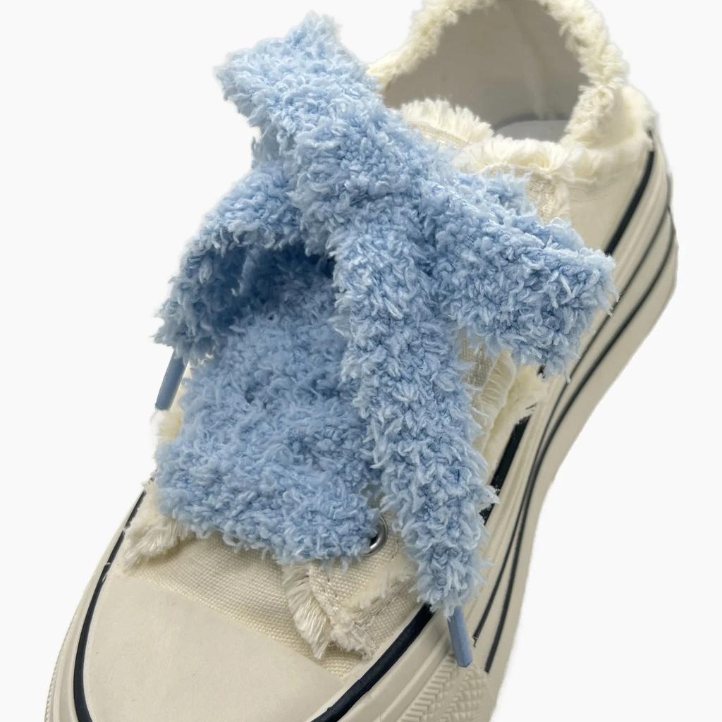 Женские Повседневные Холщовые Белые Балетки Шнурки Аксессуары Ширина 2,2 см 1 Пара Милые Плюшевые Кроссовки Шнурки Мужские