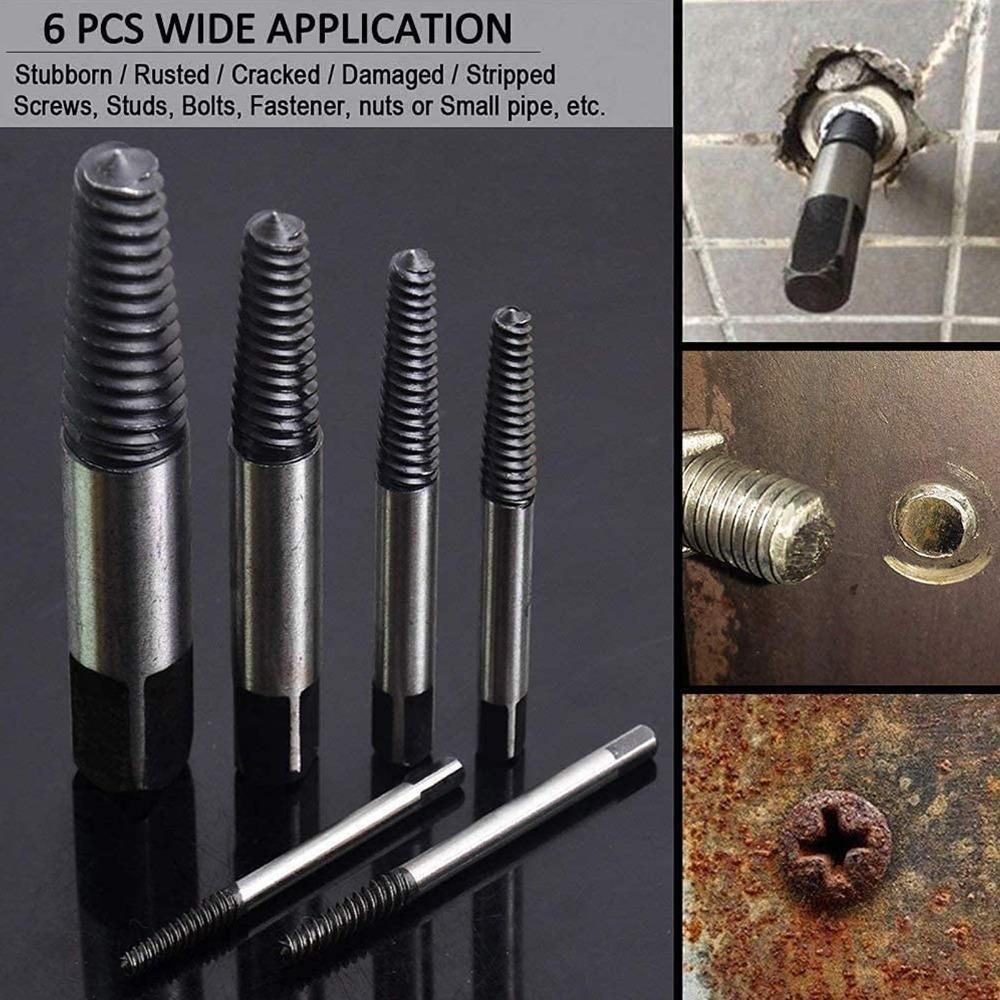 6 Pcs Black Screw Remover Spiral Groove Bolt Extractor Easy Screw Extractor Mechanical