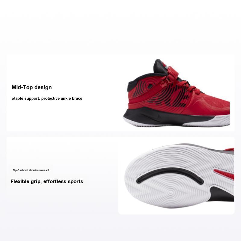 Nike Командные кроссовки Team Hustle D 9 FlyEase с нескользящей подошвой, прочные, средней высоты, для баскетбола, детские, красно-черные BV2951-600