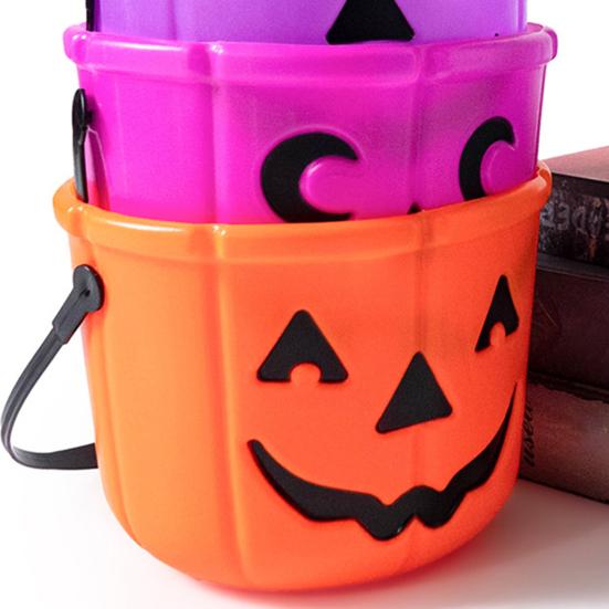 Halloween Candy Bucket Pumpkin Skull Bucket Trick or Treat Bucket with Handle for Kids Halloween Party Decoration
