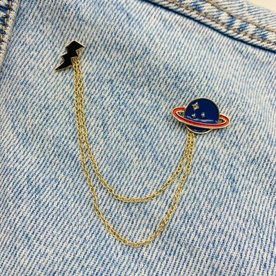Новая эмалированная булавка «Планета» с цепочкой-молнией, металлический разъем, подарок на день рождения, 1 шт.