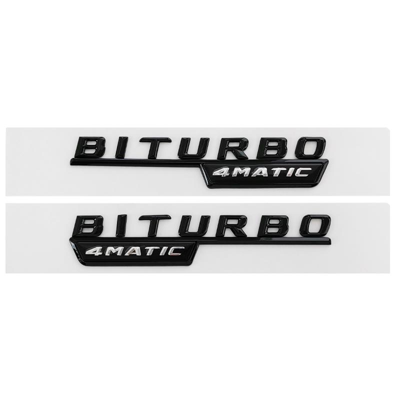 2Pcs 3D Biturbo 4matic Fender Badge Letter Emblem Sticker For Mercedes Benz C43 E43 GLC43 GLE43 Car Accessories AT1 b18