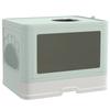 Closed Cat Litter Box with Lid and Double Entrance, Removable Tray, Scoop and Brush, Green
