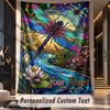 Dragonfly Garden Dream Theme Wall Tapestry Customized With Name Text Personalized Hanging Tapestry For Bedroom Living Room Decor