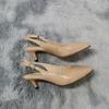 Daily All-match Sandal Shoes Pointed High Heels Large Size Pumps New 5cm Low Casual Back Empty Buckle Red Wedding Shoes