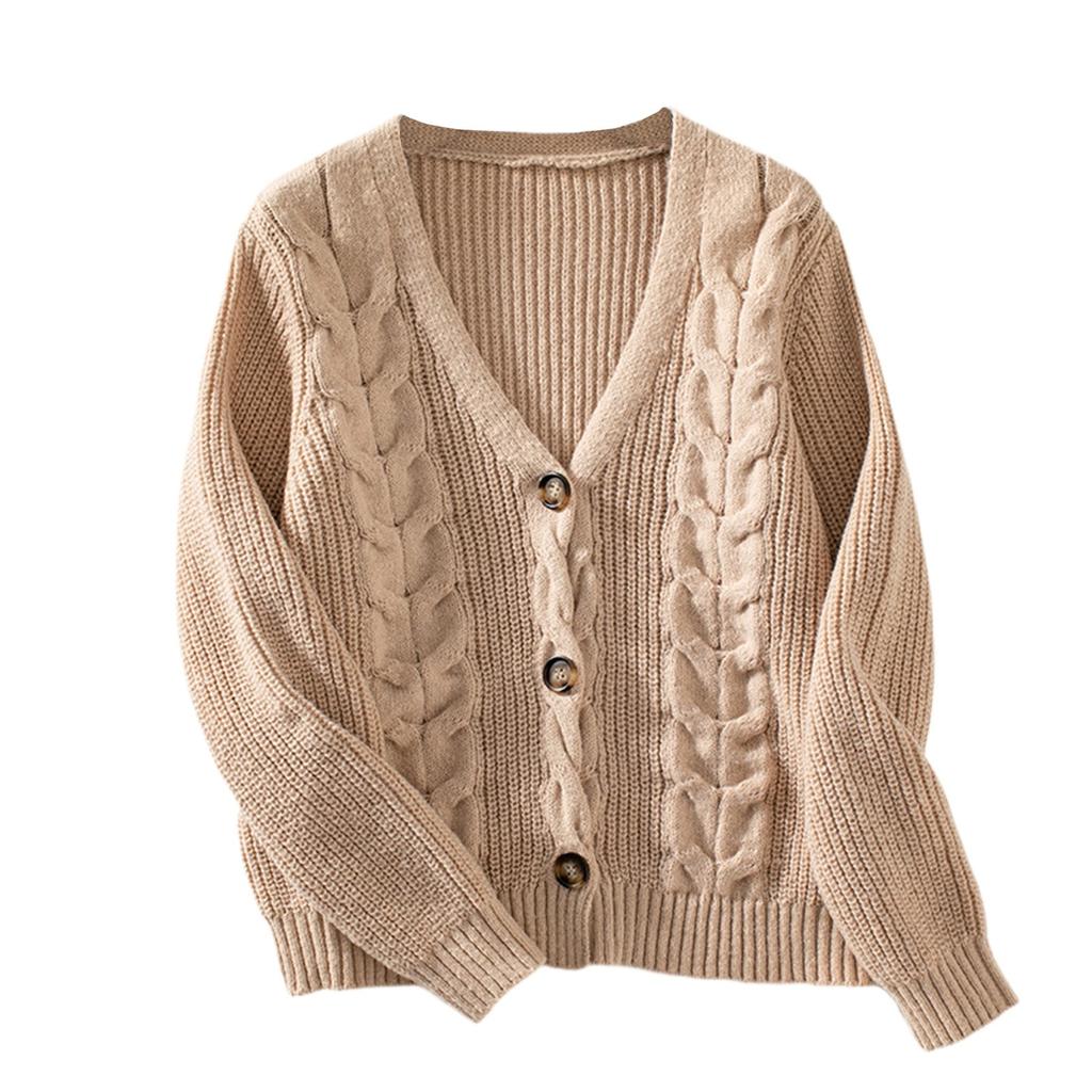 Женский повседневный однотонный вязаный кардиган с переплетениями теста, однобортный свитер в стиле ретро