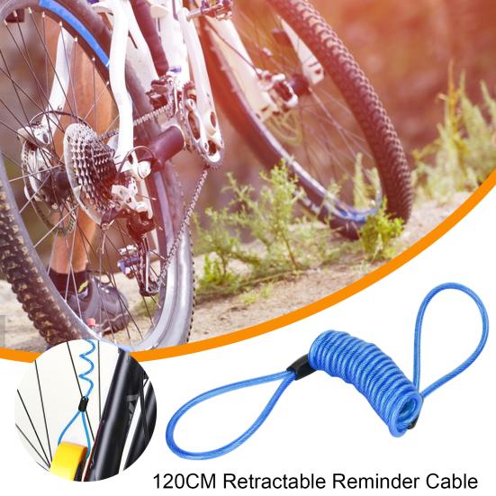 Кабель напоминания о блокировке дискового тормоза, 120 см, выдвижной стальной провод, яркий цвет, мотоцикл, горный велосипед, противоугонная охранная веревка с замком диска