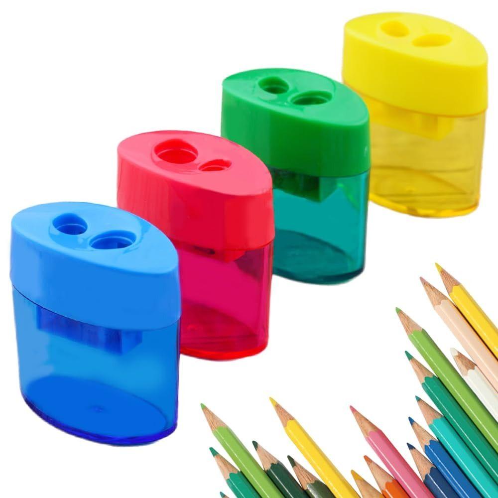 4 Pcs Multi-Color Handheld Sharpener 2-Hole Design Pencil Sharpeners Dual Holes Sharpener  Student