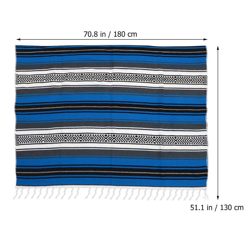 Mexican Blanket 130X180Cm Thick Soft Polyester Cotton Blend Vibrant Woven Sofa Bed Car Decor Yoga Mat Gift