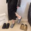 Ретро квадратная голова войлочная сумка голова полушлепанцы женские 2025 весна новая верхняя одежда ленивые один педаль толстая подошва шлепанцы прилив