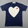 COMME des GARCONS PLAY Футболка Маленькая Большая Белое Сердце Темно-синяя Унисекс Футболка