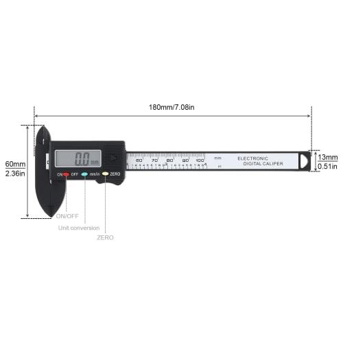 Smgda Digital Caliper, 100mm Carbon Fiber, for Inner and Outer Diameter, Depth, and Step Measurements, LCD Electronic Micrometer, for Carpentry DIY, W