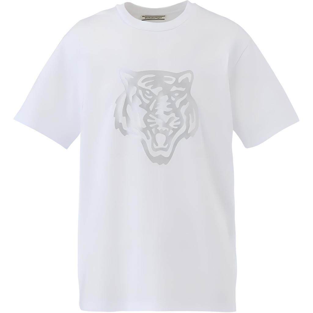 ONITSUKA TIGER Футболка-пуловер с круглым вырезом и принтом, со спущенным плечом и коротким рукавом, унисекс, белая 2183B455-100