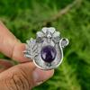 Crown Chakra Oval Natural African Amethyst 925 Silver Stackable New Flower Ring