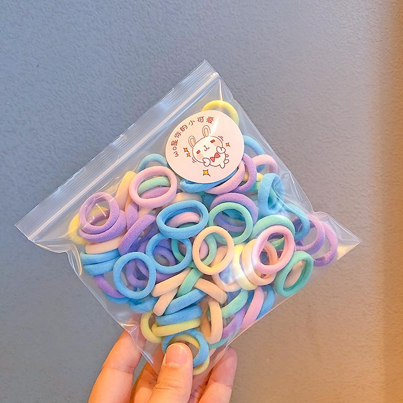 100 шт. эластичная детская веревка для волос ярких цветов, круг для волос, детские аксессуары для волос