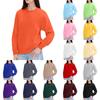 Women's Round Neck Tops Cotton Women's Casual Fashion Long Sleeve With Pocketed O-Neck Pullover Top Blouse