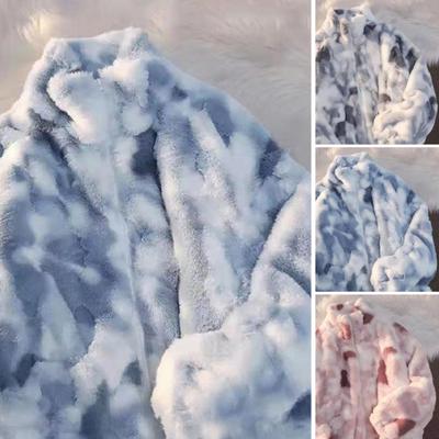 Женская куртка осень-зима, двухсторонняя плюшевая ткань с узором «тай-дай», воротник-стойка, застежка-молния, утолщенное пальто с длинными рукавами, свободное ветрозащитное пальто для поездок на работу