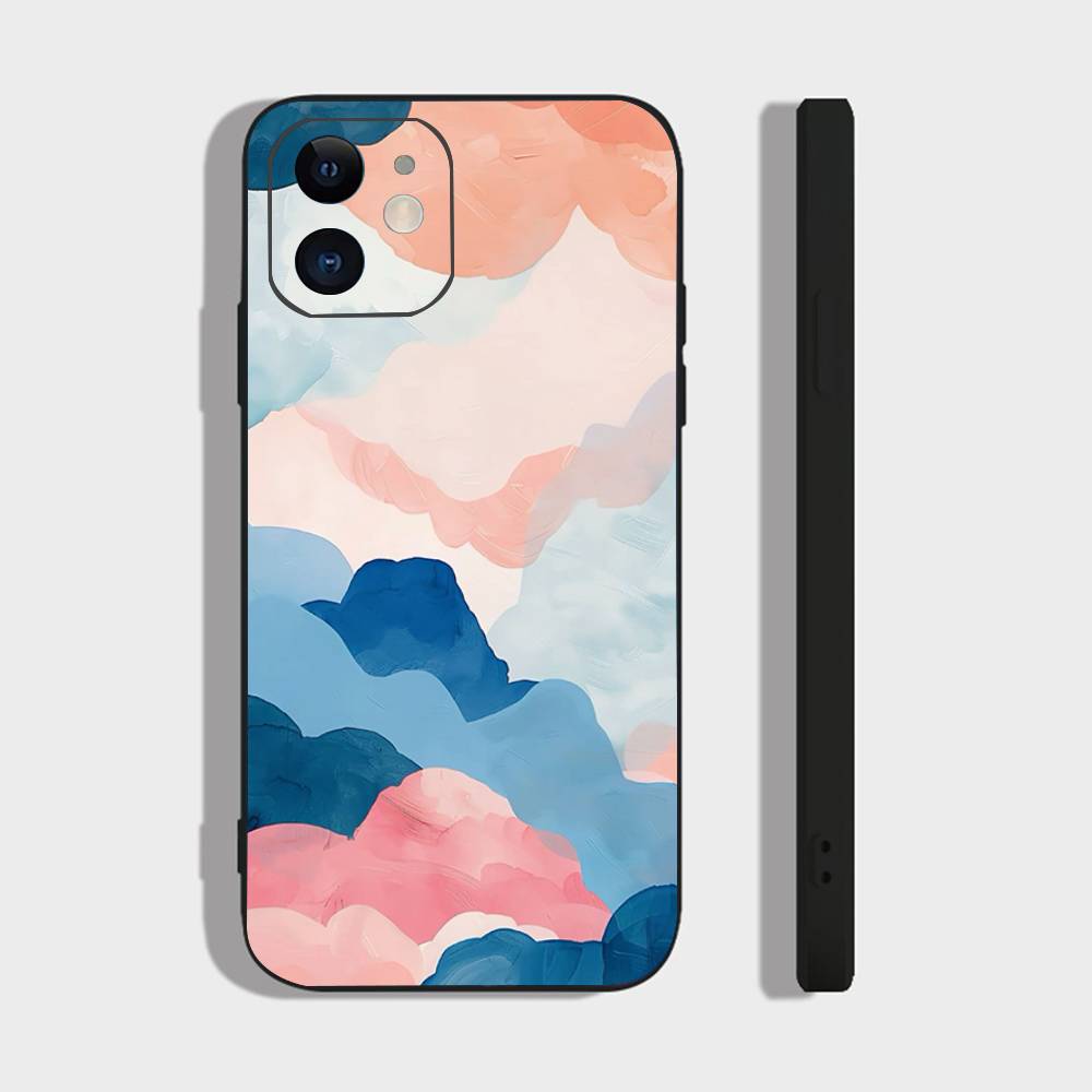 Colorful Clouds Phone Case For IPhone 17 Air 16 15 14 13 Pro Max 11 12 Black Silicone Cover