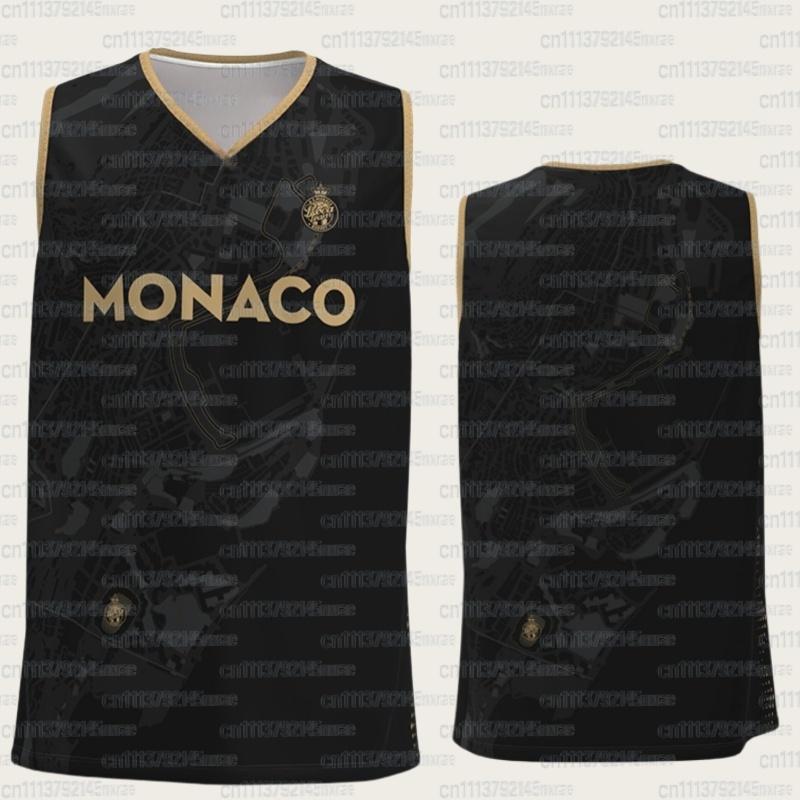 3D-печатный баскетбольный костюм AS Monaco 2026, спортивный жилет для баскетбола, тренировочный костюм для баскетбола, эксклюзивный домашний комплект для болельщиков