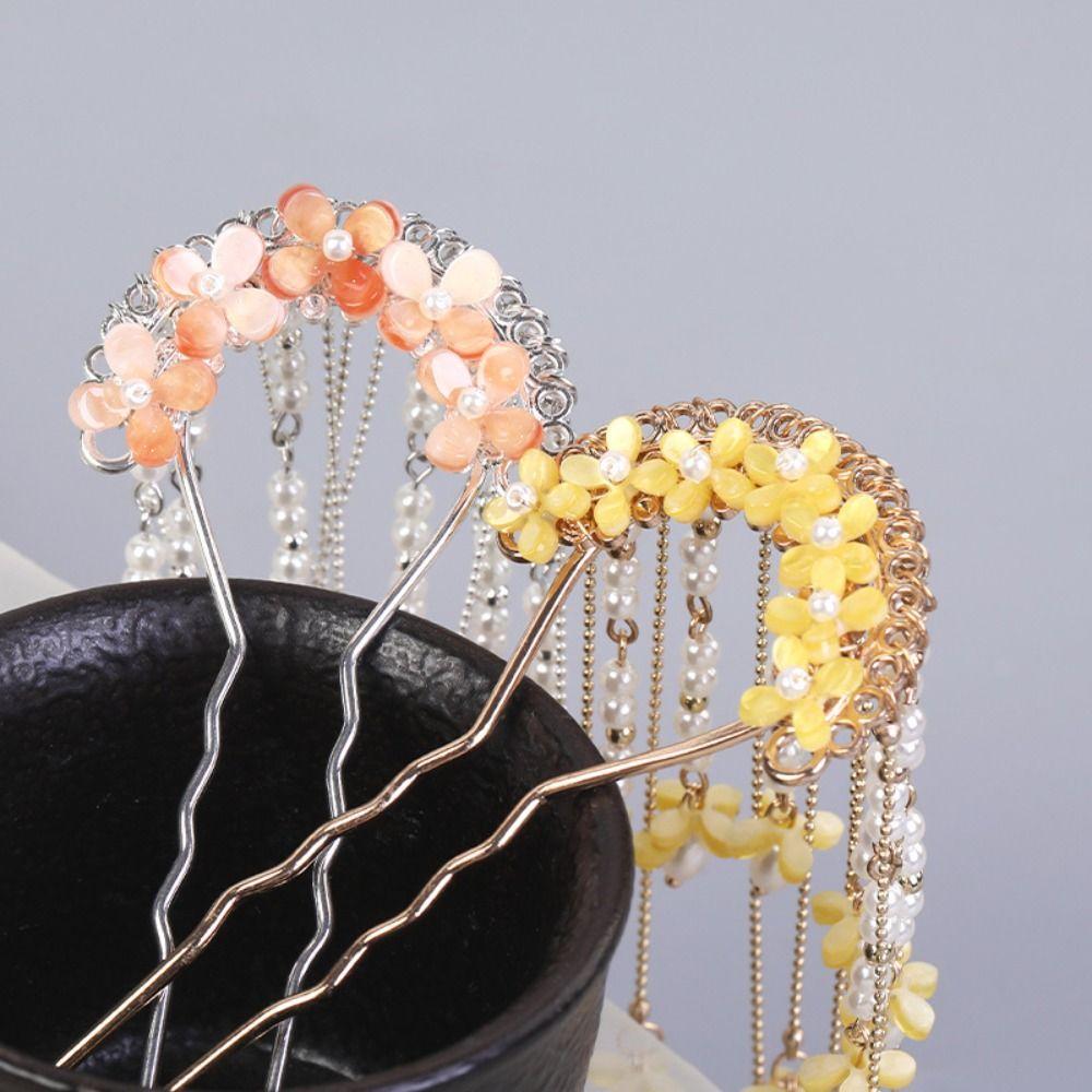 Кисточки U-образная заколка для волос жемчужный цветок шпилька модная китайская палочка для волос повседневная