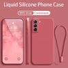 S21FE S 22 21  Strap Liquid Silicone Phone Case For Samsung Galaxy S22 S21 Plus Ultra FE 5G Soft Lanyard Back Cover
