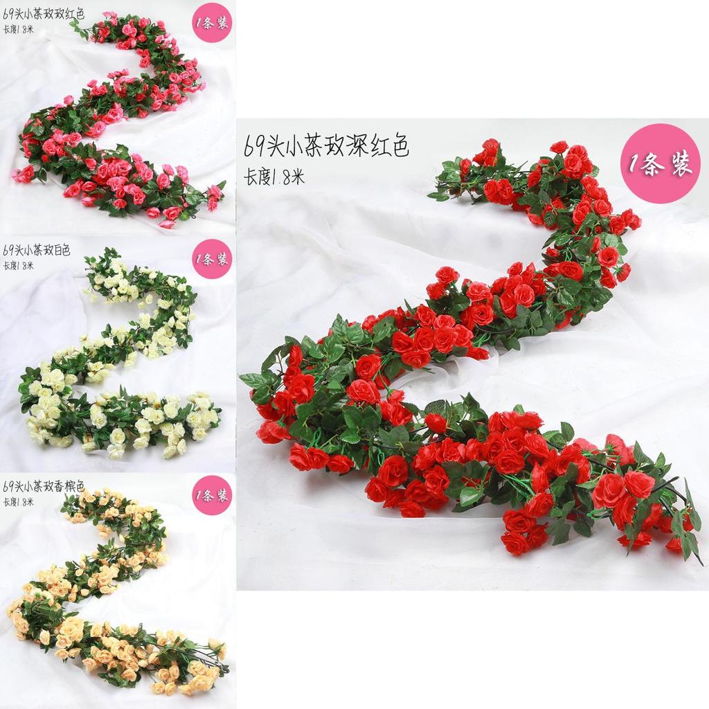 Luxurious 69-head Artificial Rose Vine For Wedding And Home Decor Champagne Color