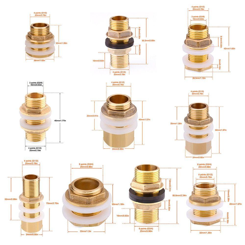 Прочный 1/2" 1/4" Соединитель для водяного бака Медная труба Силиконовая прокладка Муфта для аквариума Герметичный адаптер для шланга
