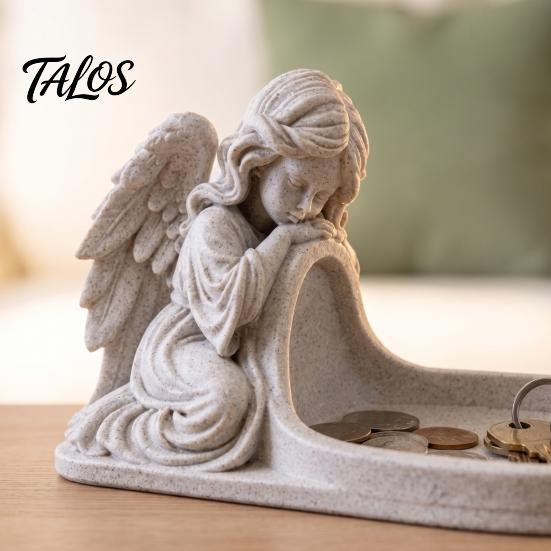 Functional Tray for Desktop Angel Figurine Key Tray, Faux Stone Catchall Decorative Elegant Aesthetic Table Decor Storage Dish Entryway Home