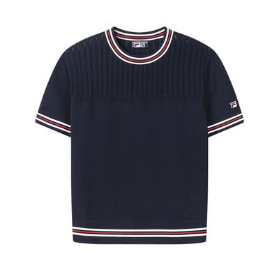 Fila Женский вязаный топ с коротким рукавом, круглым вырезом и блоками цвета F11W638418F-DB