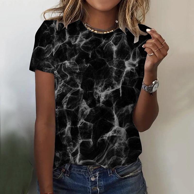 Модная женская рубашка с принтом, круглый вырез, короткий рукав, пуловер, модная футболка для женщин