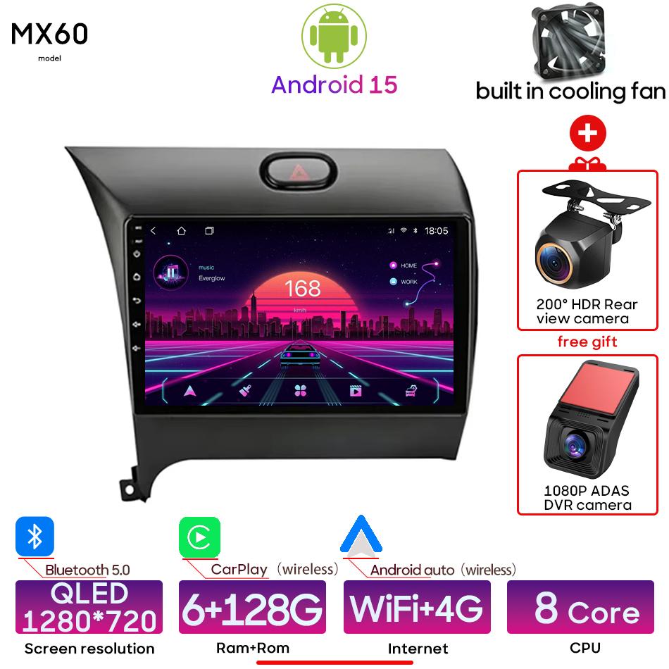 Android pour Kia K3 Cerato Forte 2013 - 2017 lecteur multimédia de voiture Radio vidéo stéréo Navigation ation CarPlay GPS stéréo Auto 2din BT