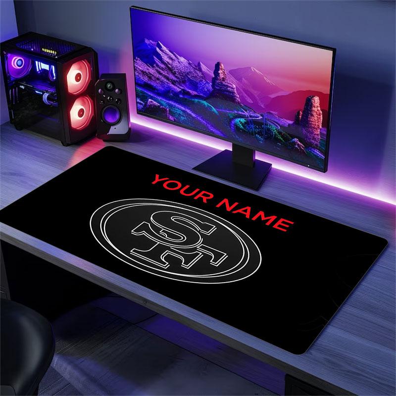 Custom Name,San Francisco 49ers Mouse Pad, Large Gaming Desk Mat, Non-slip XXL Mousepad for Laptop & Tablet, Mini PC Playmat with Stitched Edges