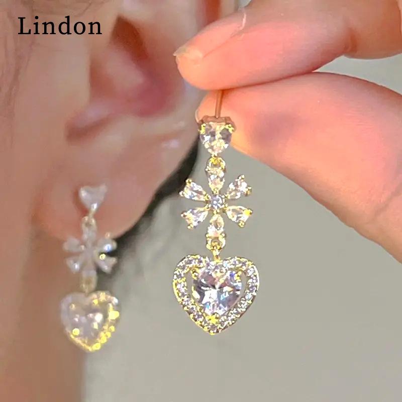 Lindon модные серьги-капли из медного сплава с цирконом для женщин, подарки на свадьбу