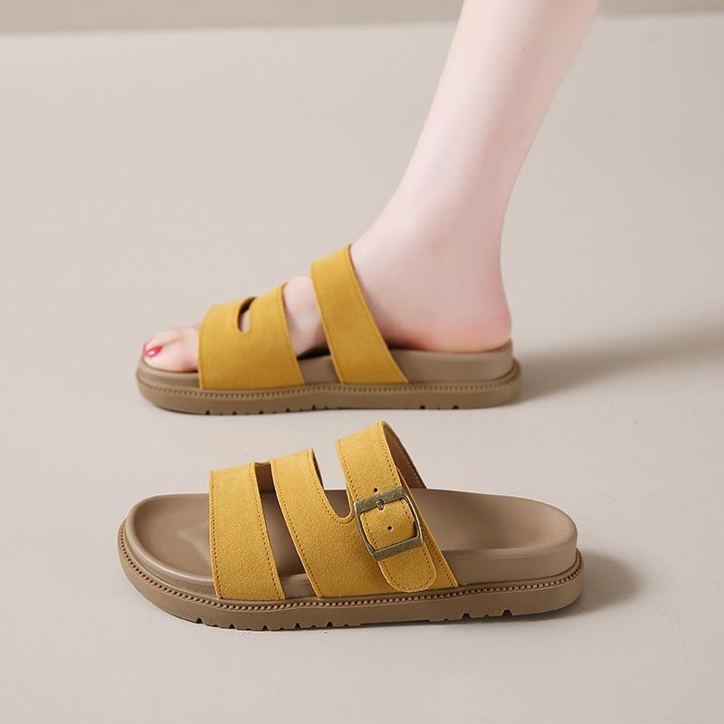 Модные шлепанцы на толстой подошве Модные летние новые шлепанцы с ремешком на одной пряжке Пляжные крутые шлепанцы Женские