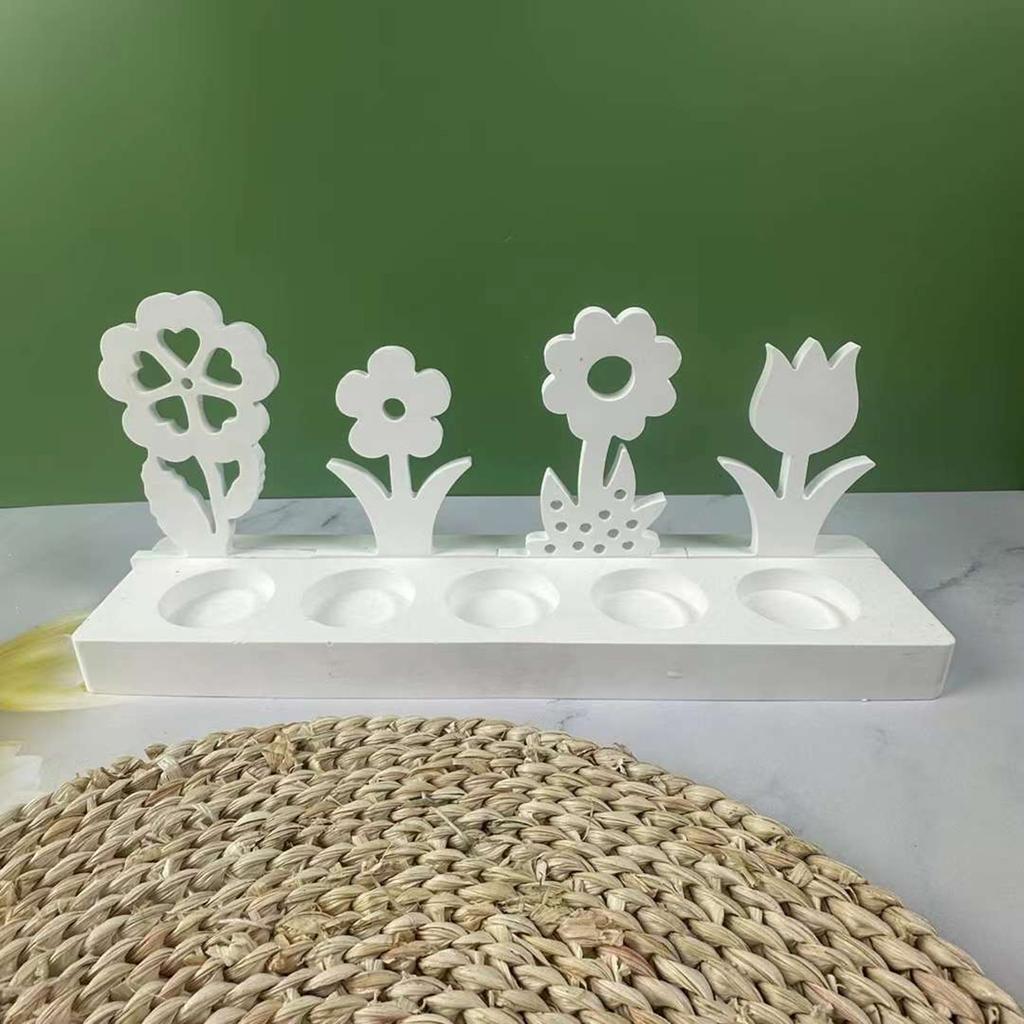 Spring Flower Candle Holder Molds with Long Base Flower Candlestick Tealight Holder Molds for DIY Art Craft Candlestick
