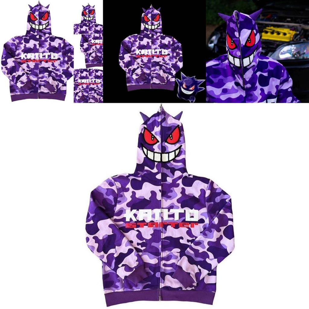 Модная толстовка с капюшоном на молнии Gengar Pokémon для осени